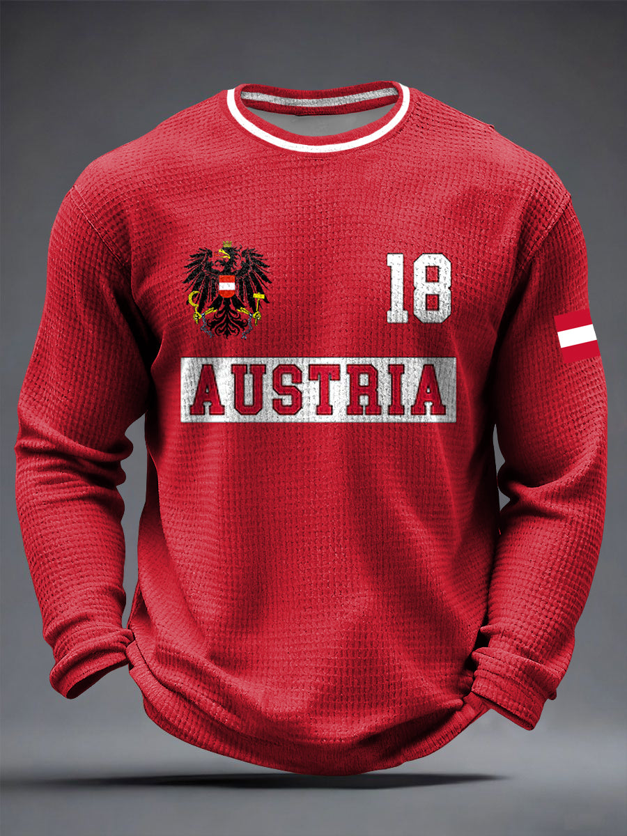 Retro österreichi scher Fußballfan lässig Waffel gewebe T-Shirt