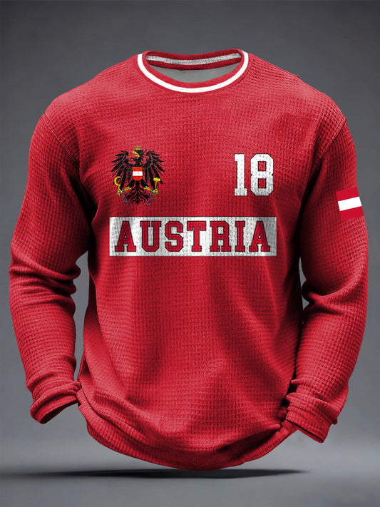 Retro österreichi scher Fußballfan lässig Waffel gewebe T-Shirt