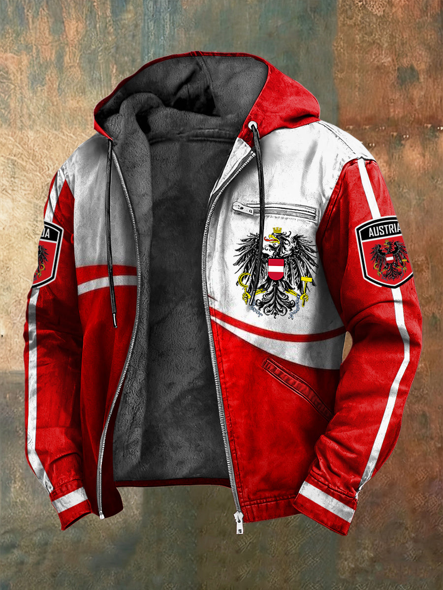 Retro Minimalist ische Österreich ische Flagge Fleece-Ausgekleidet Kapuzen jacke