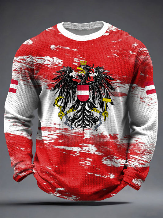 Retro abstrakte österreich ische Flagge lässig Waffel gewebe T-Shirt