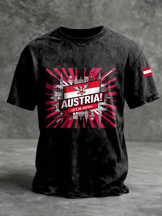 Retro österreich ische Patriot Flagge lässig T-Shirt