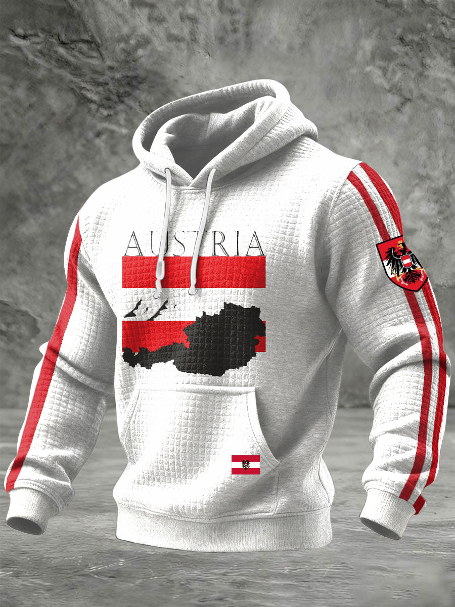 Retro Österreich ische Flagge Landschaft Casual Waffel Hoodie