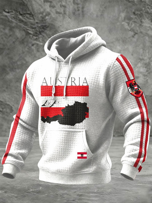 Retro Österreich ische Flagge Landschaft Casual Waffel Hoodie