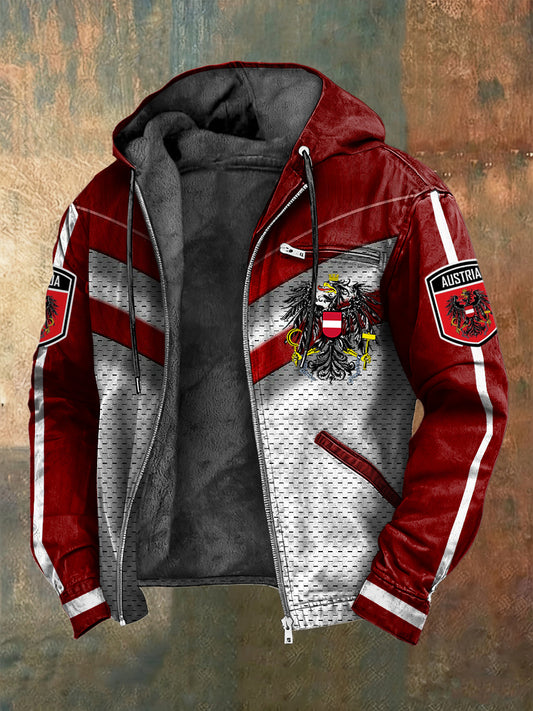 Retro minimalist ische österreich ische Flagge Geometrische Fleece-Kapuzen jacke