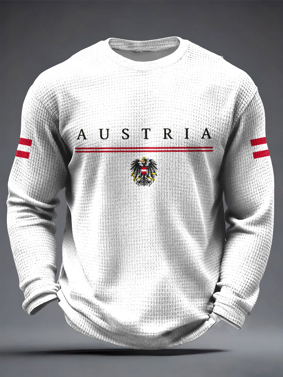 Retro minimalist ische österreich ische Flagge lässig Waffel gewebe T-Shirt