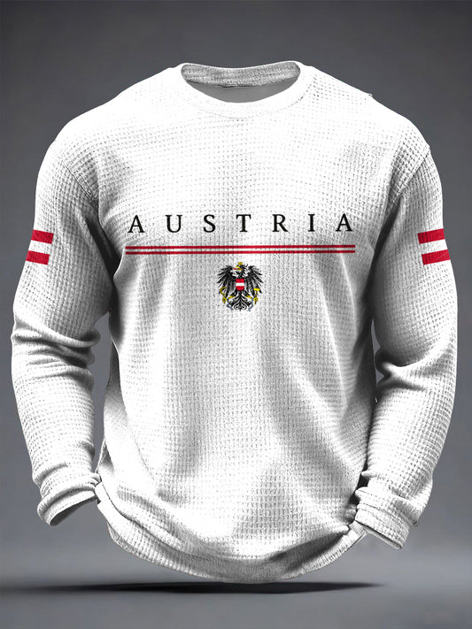 Retro minimalist ische österreich ische Flagge lässig Waffel gewebe T-Shirt
