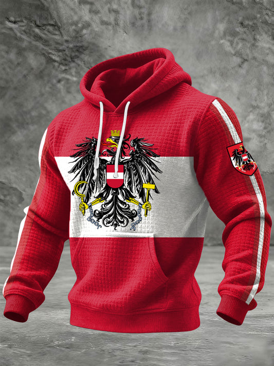 Retro Österreich ische Flagge Patchwork Casual Waffel Hoodie
