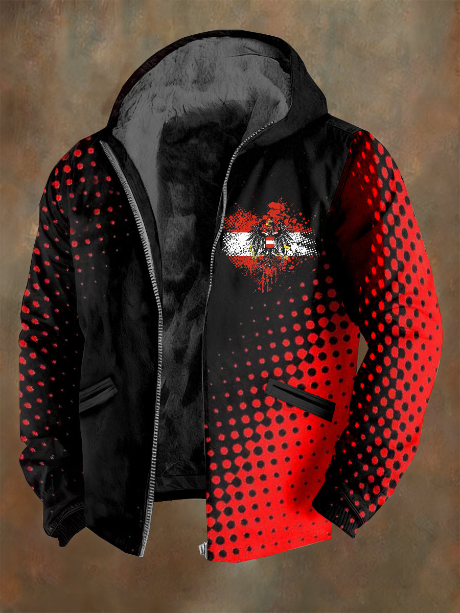 Retro österreichi scher Print Casual Kapuzen mantel
