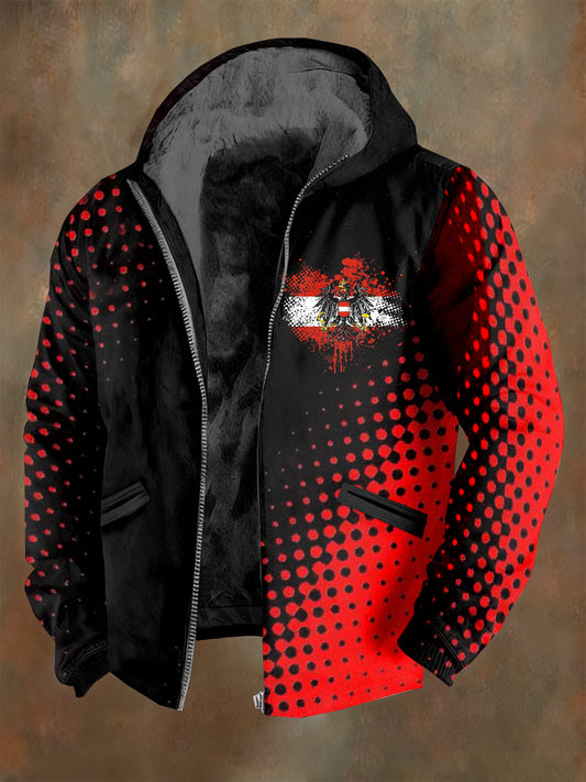 Retro österreichi scher Print Casual Kapuzen mantel