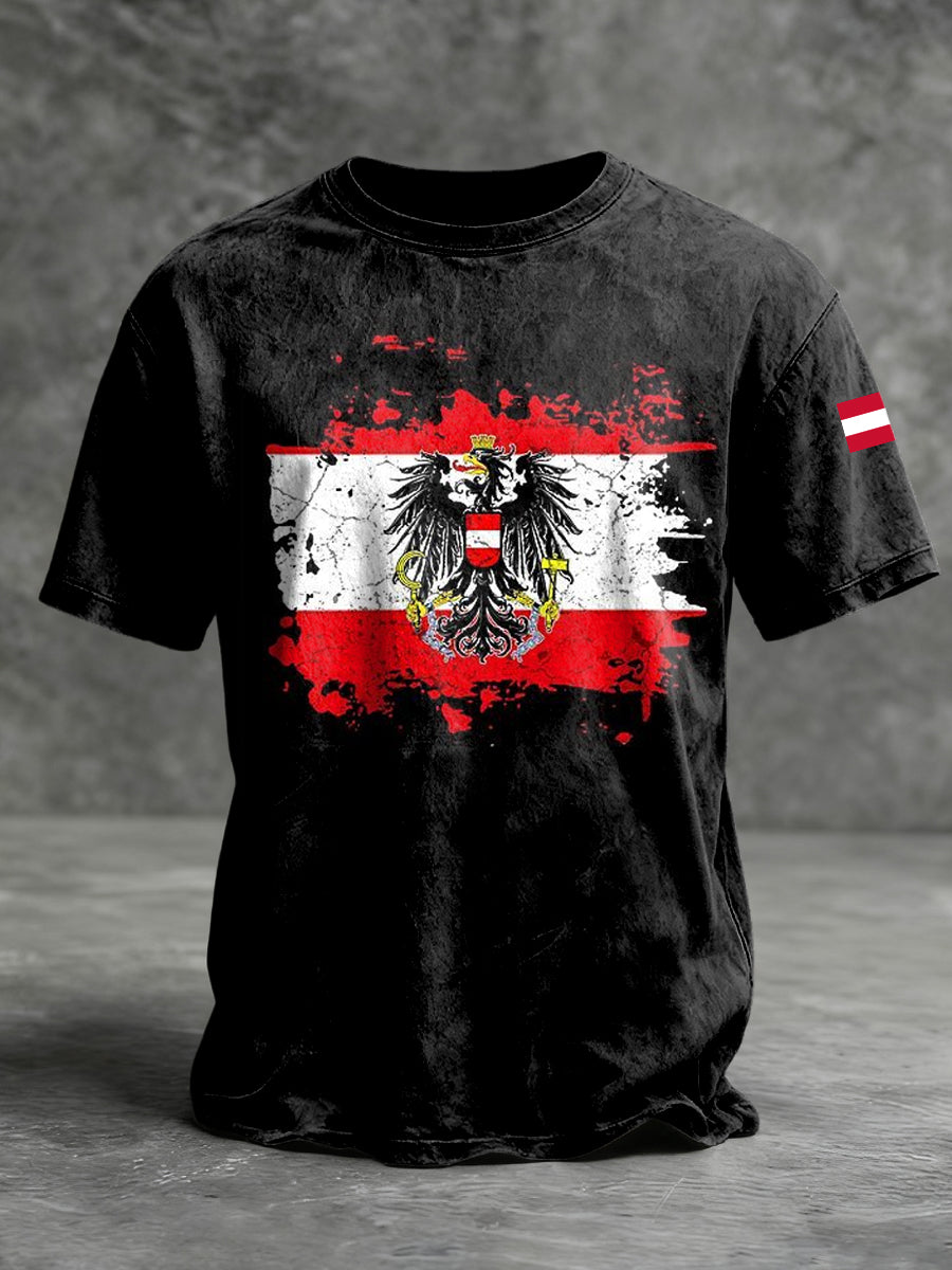 Retro abstraktes österreichi scher Flagge Emblem Casual T-Shirt