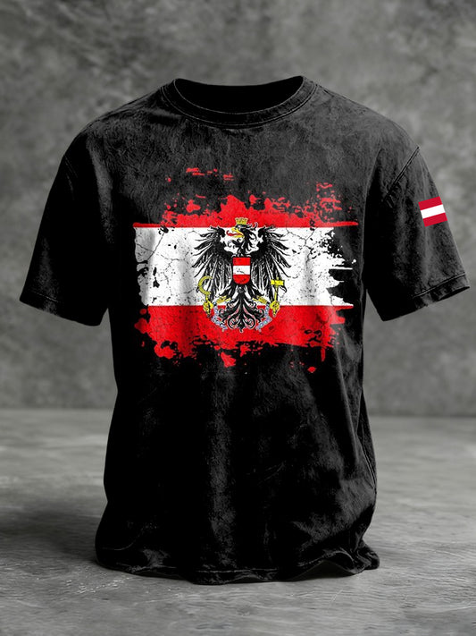 Retro abstraktes österreichi scher Flagge Emblem Casual T-Shirt