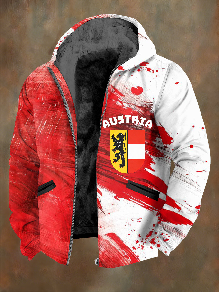 Retro österreichi scher Print Casual Kapuzen mantel