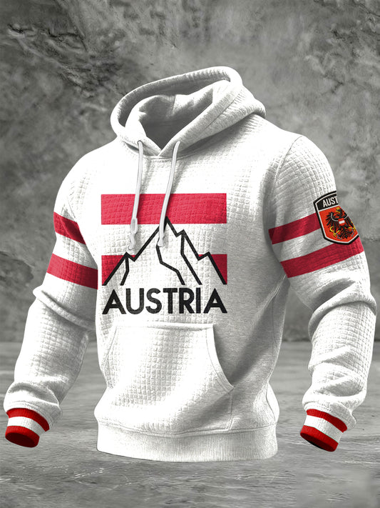Retro österreichi scher Fan Casual Waffel Hoodie