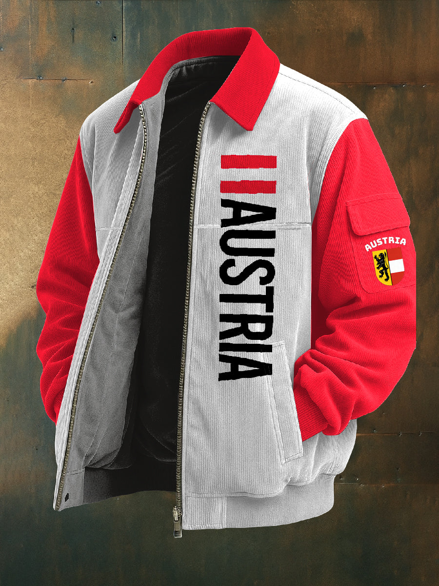 Retro Österreich ische Print Freizeit jacke Mantel