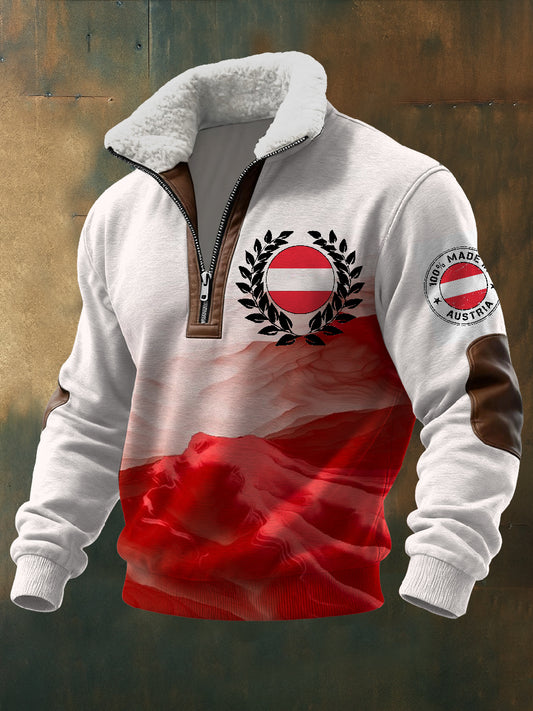 Retro Österreich Print Casual Langarm Sweatshirt