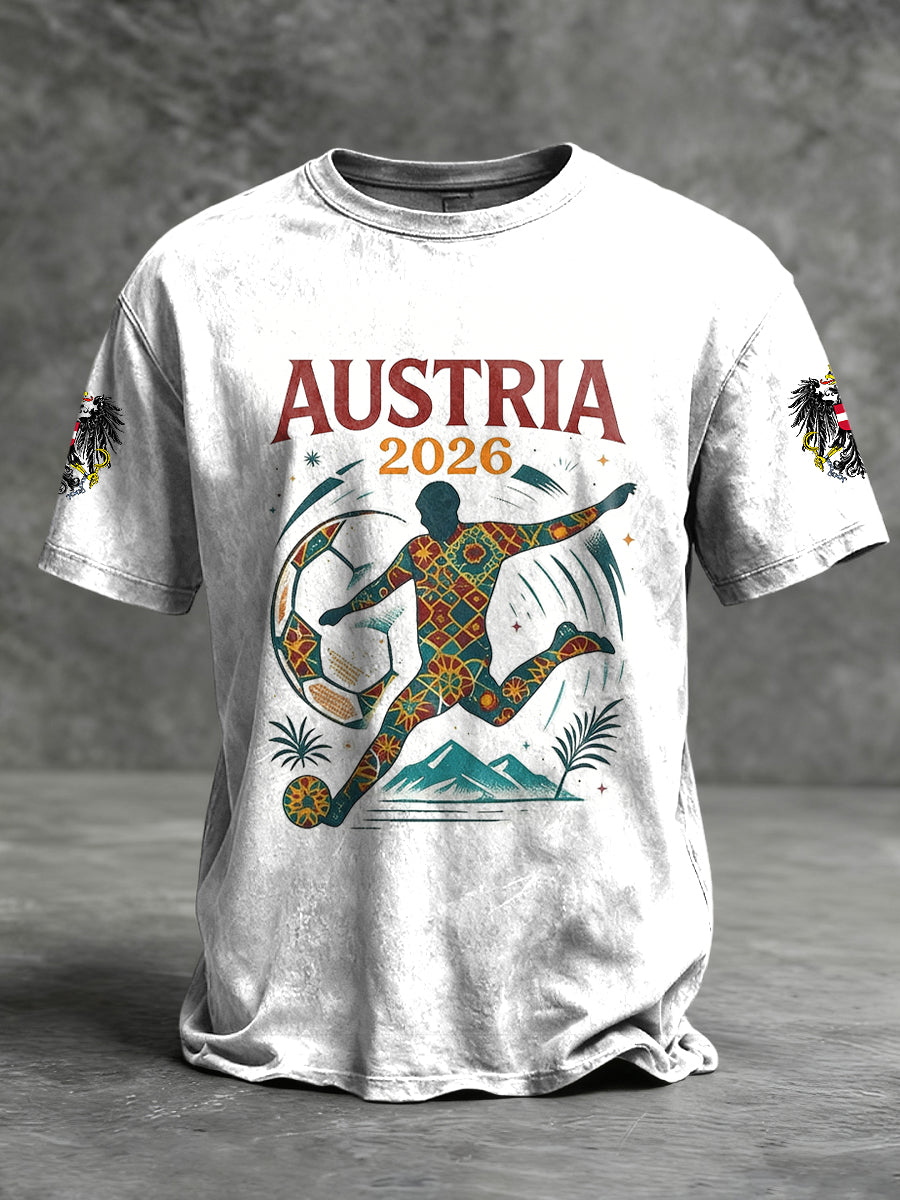 Retro Österreich 2026 Fußball Gedenk-Freizeit-T-Shirt