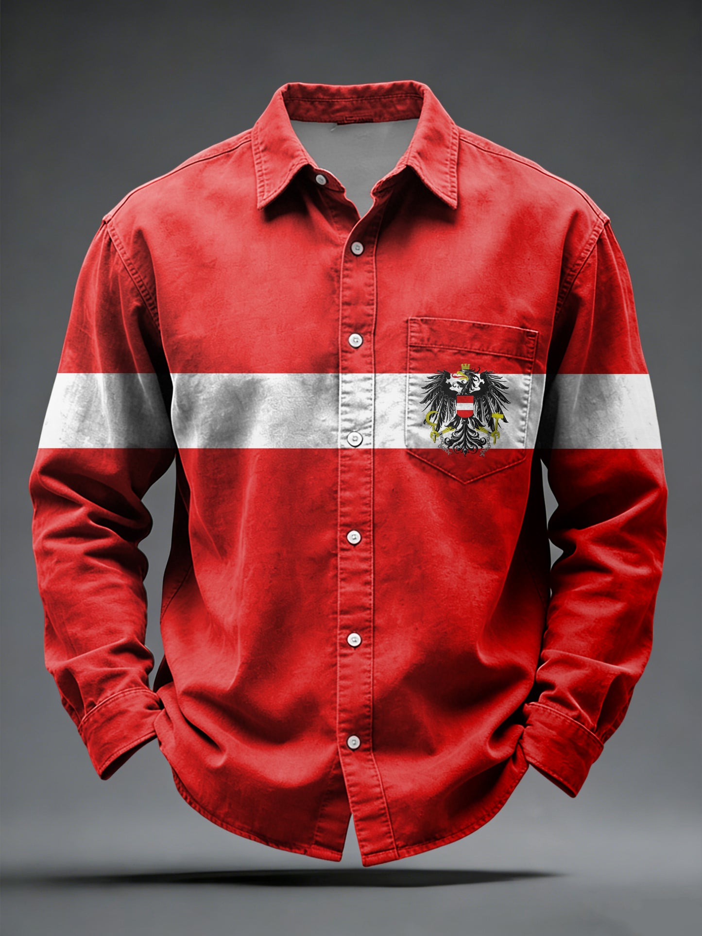 Retro Österreich ische Flagge Patchwork Casual Shirt