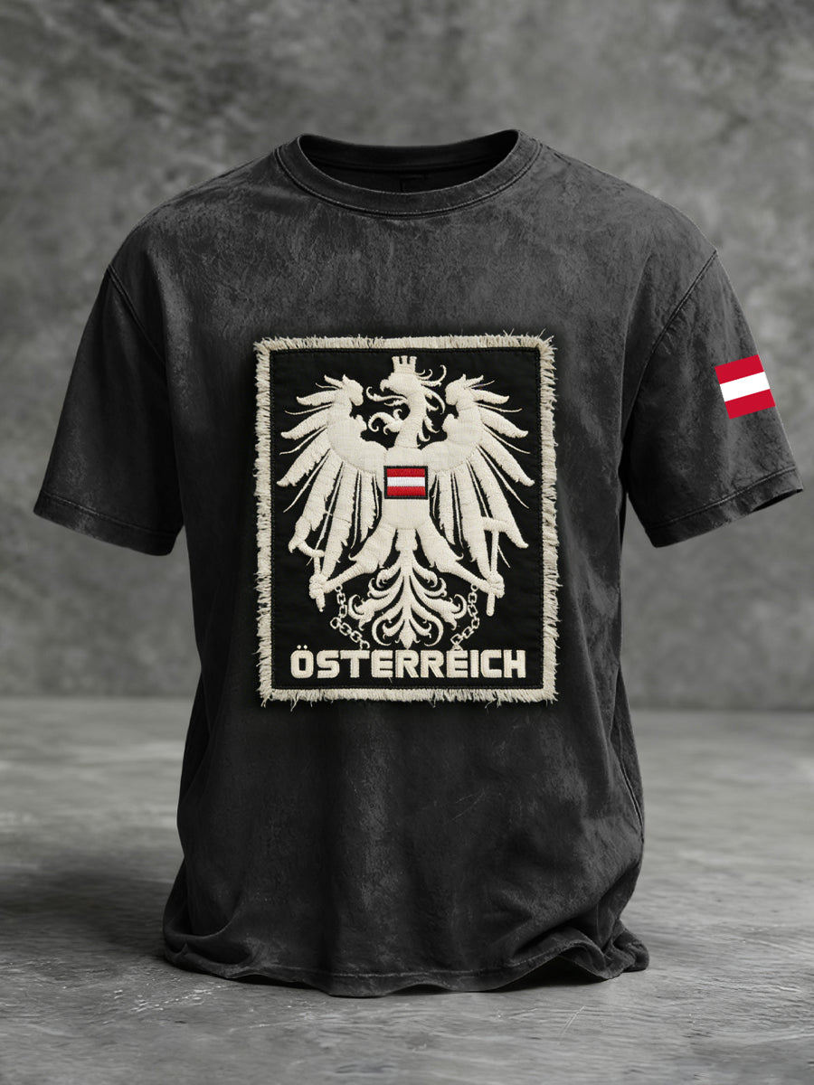 Retro Österreich ische Flagge Patch Casual T-Shirt