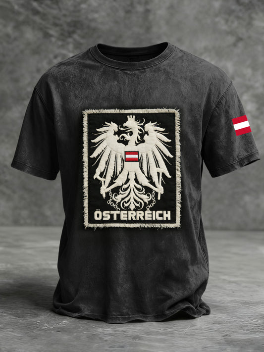 Retro Österreich ische Flagge Patch Casual T-Shirt