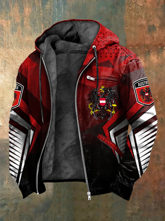 Retro österreich isches Emblem Gradienten geometrische Fleece-Kapuzen jacke