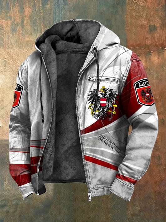 Retro österreich isches Emblem Fleece-Kapuzen jacke