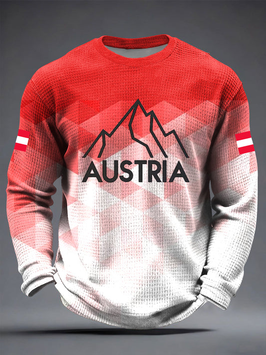 Retro österreich ische abstrakte Landschafts flagge Lässiges Waffel gewebe T-Shirt
