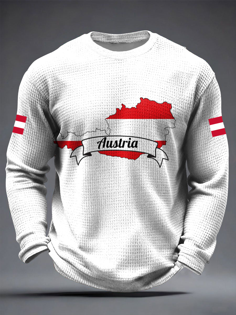 Retro österreich ische abstrakte Karte lässig Waffel gewebe T-Shirt