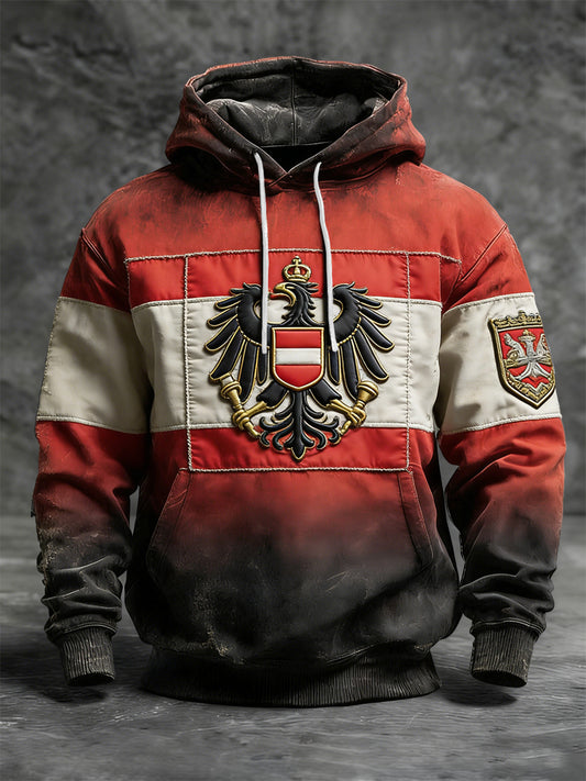 Retro Österreich ische Flagge Patchwork Casual Hoodie