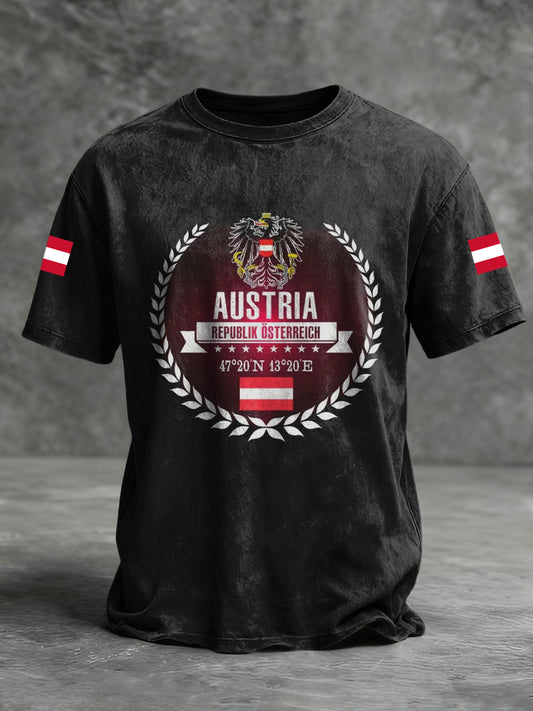 Retro österreich ische Flagge Emblem Casual T-Shirt