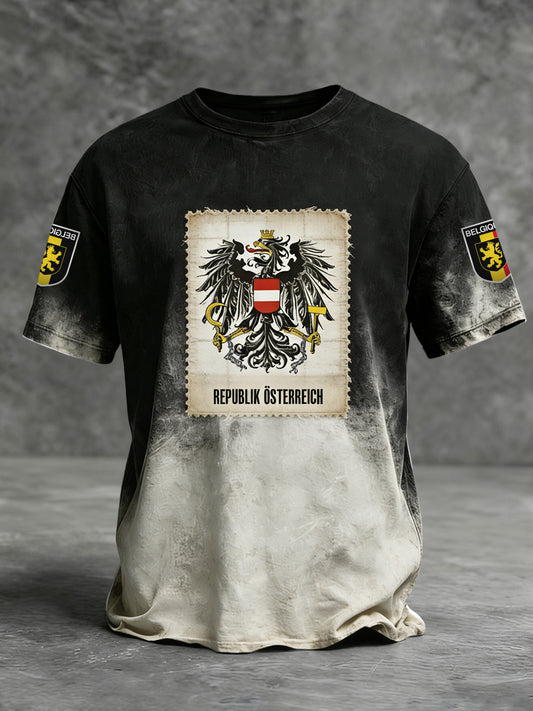 Vintage-gewaschene österreich ische Flagge lässig T-Shirt