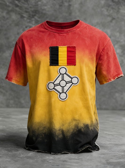 Retro belgische Flagge Steigung lässig T-Shirt