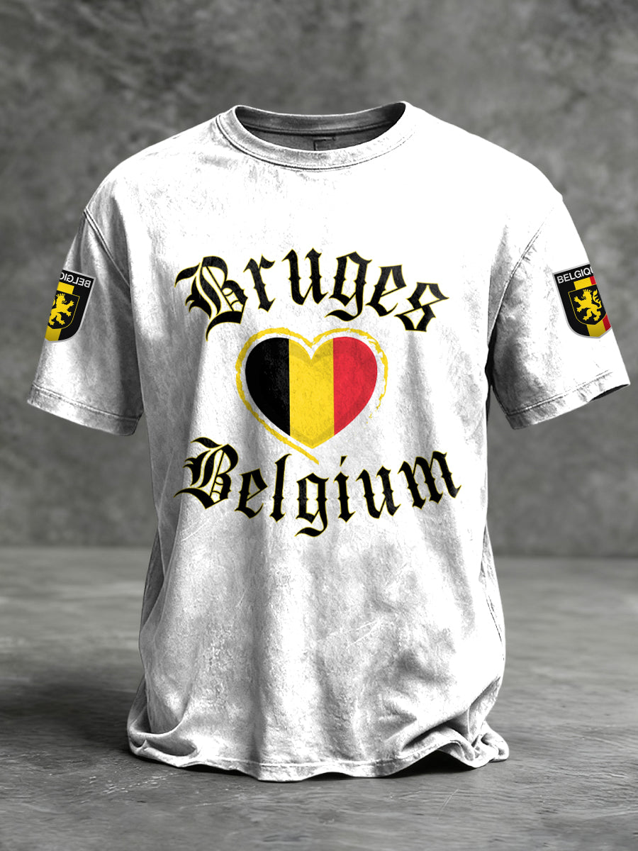 Retro belgische Flagge Emblem Casual T-Shirt