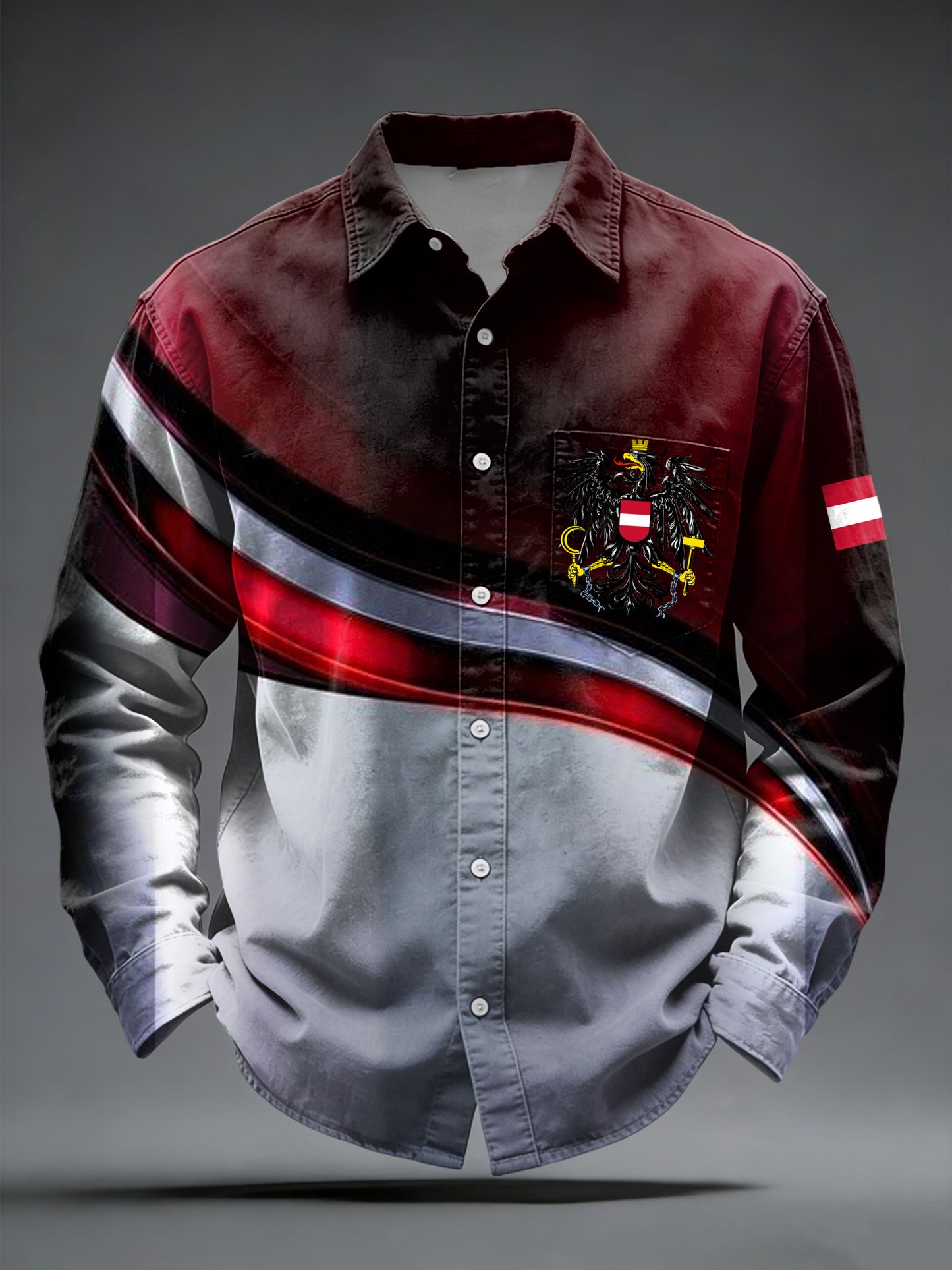 Retro österreich isches Emblem Abstrakte Linie Casual Shirt