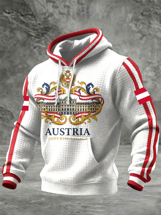 Retro Österreich ische Flagge Heritage Casual Waffel Hoodie