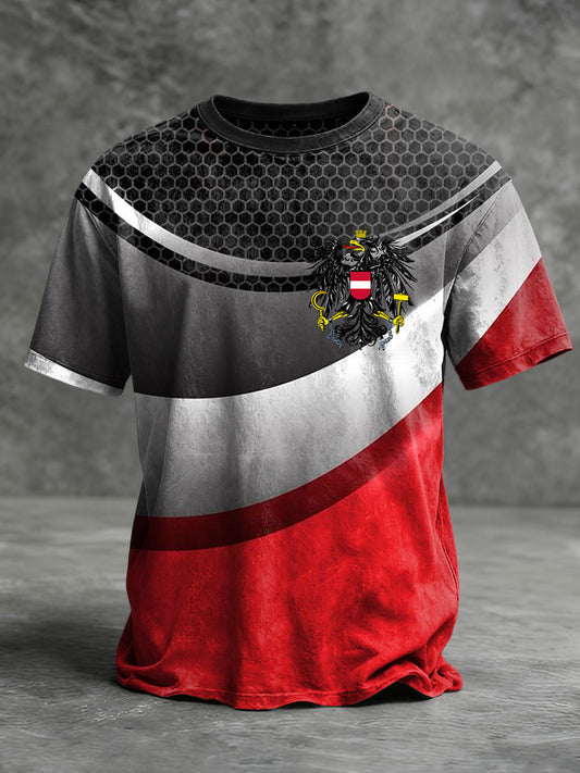 Retro österreich ische Flagge geometrisch lässig T-Shirt