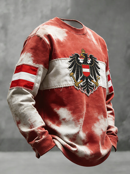 Retro österreich isches Tie-Dye Emblem Casual Crewneck Sweatshirt
