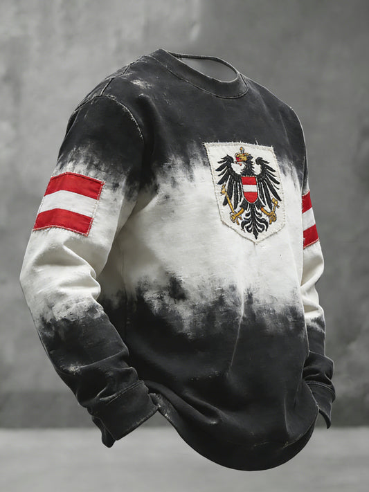 Retro Österreich ische Flagge Emblem Gradient Casual Crewneck Sweatshirt