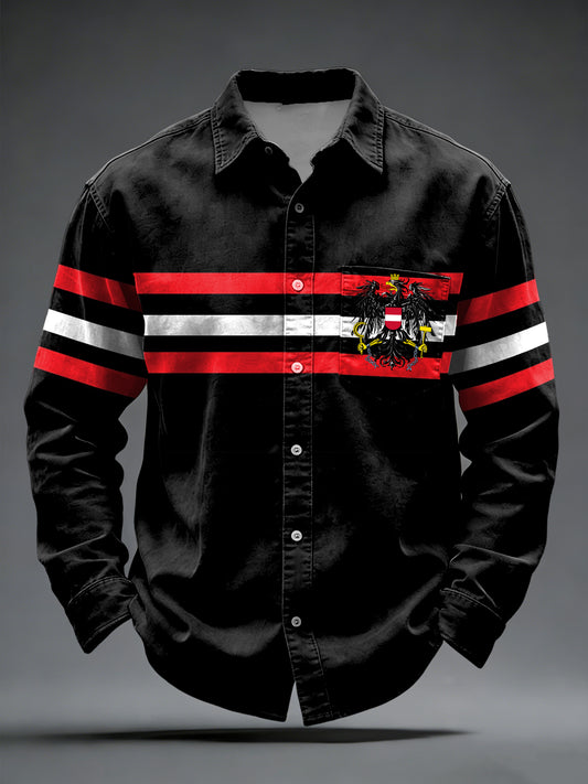 Retro Österreich ische Flagge Emblem Casual Shirt