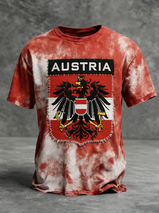 Vintage-Stil Distressed Österreich ische Flagge Emblem Casual T-Shirt