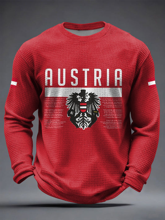 Retro österreich isches Emblem Lässiges Waffel gewebe T-Shirt