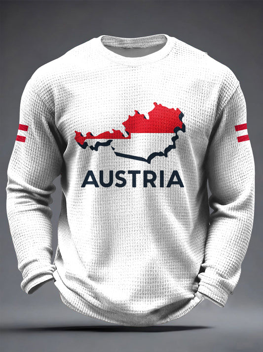 Retro Österreich ische Flagge Karte Abstrakte Waffel Weave T-Shirt