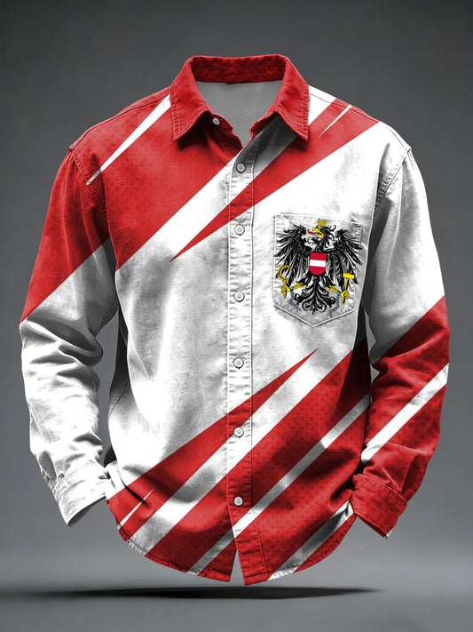 Retro österreich isches Emblem abstraktes geometrisches Freizeit hemd