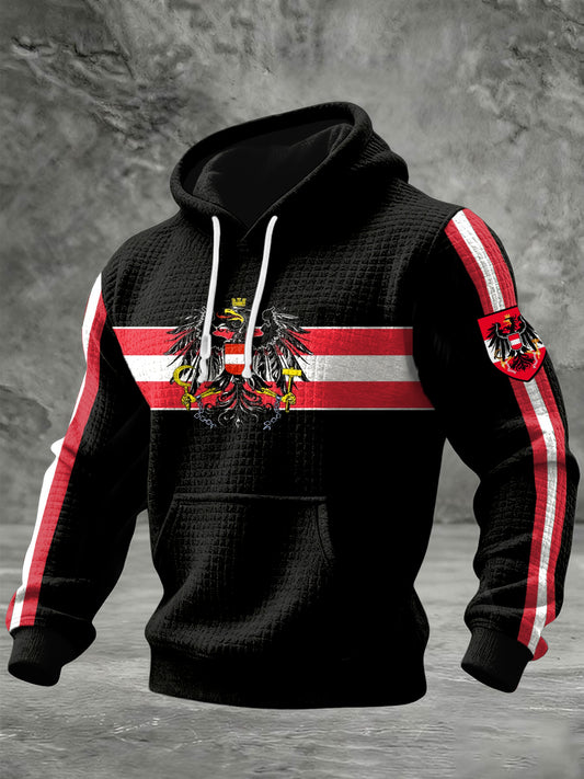 Retro Österreich ische Flagge Patch Casual Waffel Hoodie