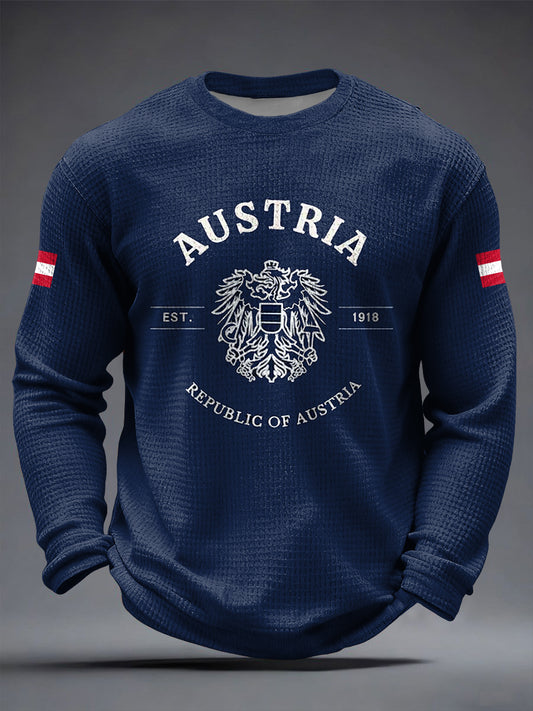 Retro Österreich ische Republik Flagge Lässiges Waffel gewebe T-Shirt