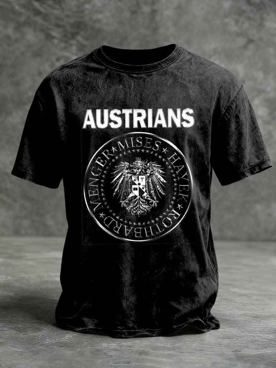 Retro österreich isches abstraktes Metall abzeichen lässig T-Shirt