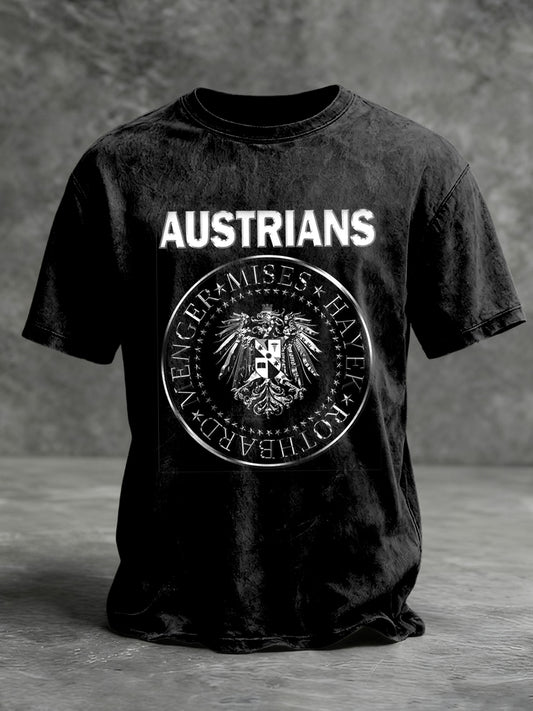 Retro österreich isches abstraktes Metall abzeichen lässig T-Shirt