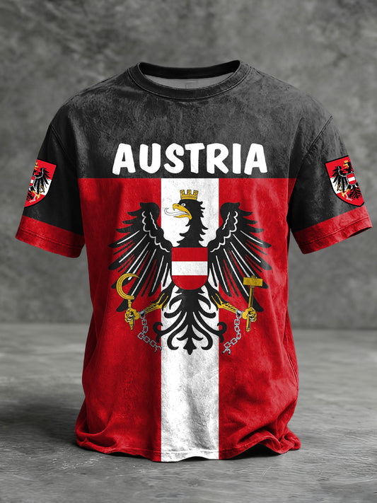 Retro Österreich ische Flagge Patch Casual T-Shirt