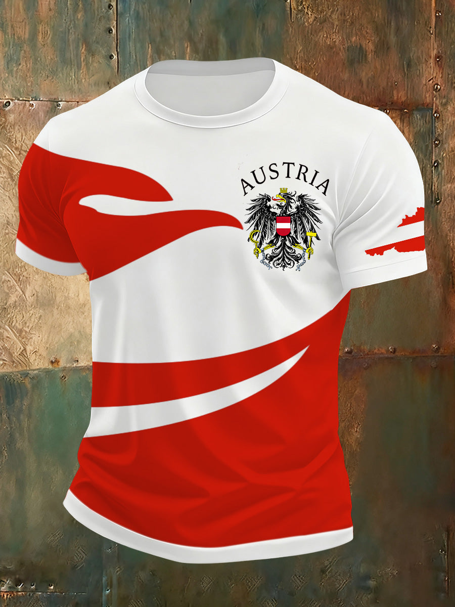 Bequemes Herren-T-Shirt mit österreichi schem Flaggen druck