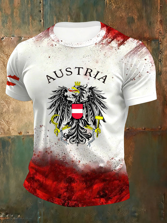 Bequemes Herren-T-Shirt mit österreichi schem Flaggen druck