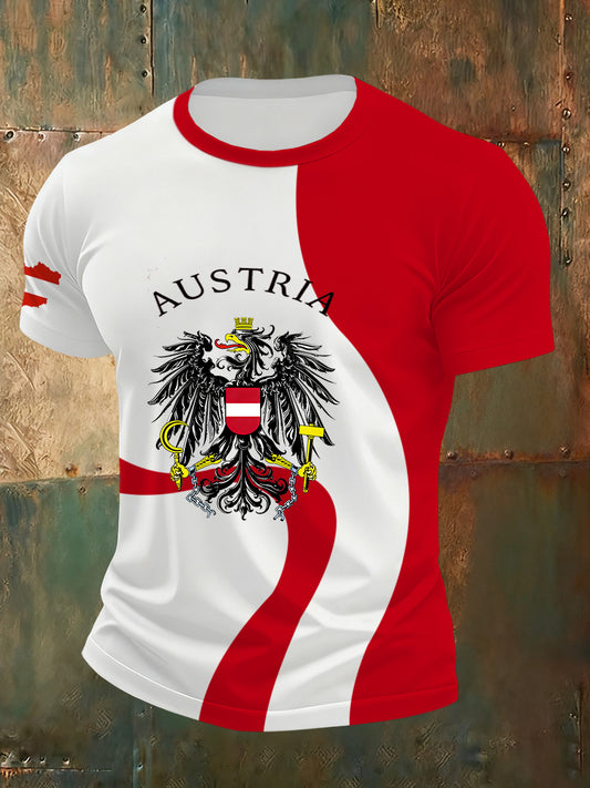 Bequemes Herren-T-Shirt mit österreichi schem Flaggen druck
